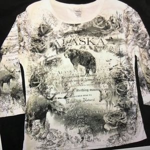 Alaska Creative Apparel Beautiful Graphic Tee Shirt with rhinestones  - Size 2XL